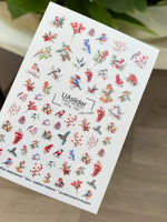 Nail Water Decal NCg-136 | Water Slide Nail Decals with Winter Birds and Berries | Holiday Nail Art