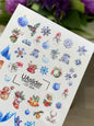 Nail Water Decal CF-004 | Water Slide Nail Decals with Christmas Ornaments & Snowflakes | Festive Holiday Set