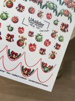 Nail Water Decal NCg-120 | Water Slide Nail Decals with Christmas Ornaments | Festive Holiday Nail Art