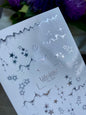 Nail Water Decal Fs-294 | Water Slide Nail Decals with Silver Stars | Elegant Starry Design