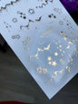 Nail Water Decal Fg-293 | Water Slide Nail Decals with Gold Stars | Elegant Starry Design
