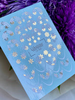 Nail Water Decal CF-660 | Water Slide Nail Decals with Silver & Gold Snowflakes | Festive French Tips