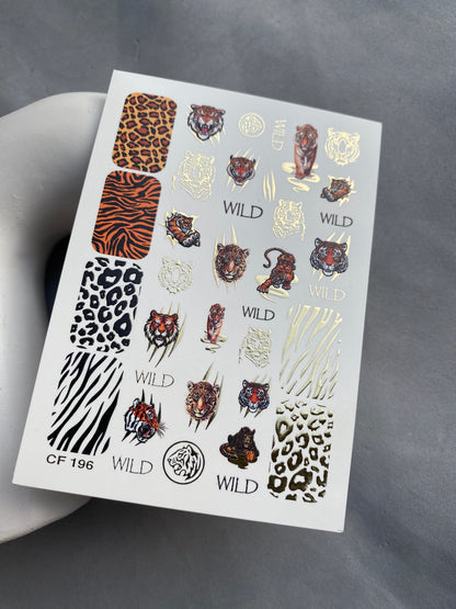 네일 워터 데칼 CF-196 | 네일 워터 데칼 | 야생 동물 & 표범/호랑이 무늬