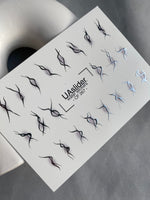 Nail Water Decal CF-267 | Abstract Water Slide Nail Decals | Black & Silver Wave Silhouettes - UASLIDER
