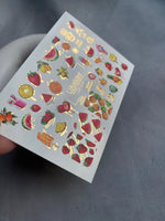 Nail Water Decal CF-224 | Fruit Water Slide Nail Decals | Summer Fruits & Ice Cream with Gold - UASLIDER