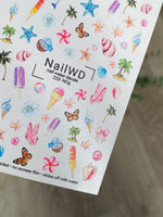 Nail Water Decal 223 Nail WD | Water Slide Nail Decals with Summer Elements | Tropical Beach Nail Art