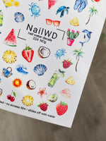 Nail Water Decal 224 Nail WD | Water Slide Nail Decals with Summer Fruits and Sea Motifs | Tropical Vacation Nail Art