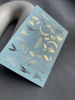 Nail Water Decal CF-222 | Botanical Water Slide Nail Decals | Wheat Ears & Gold Foil - UASLIDER