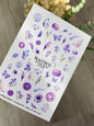 Nail Water Decal 216 Nail WD | Water Slide Nail Decals with Lavender Elements | Purple Floral & Butterfly Mix