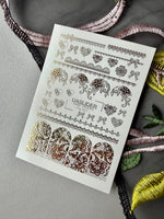 Heart Nail Decals — Gold Foil Lace Hearts, Bows & Floral Strips | Fg-321