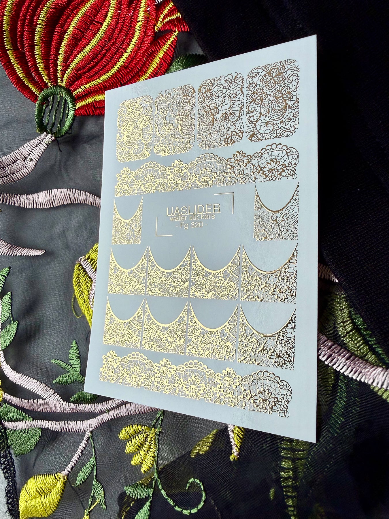 Lace Nail Decals — Gold Foil Full Nail & French Tip Patterns | Fg-320