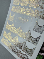 Lace Nail Decals — Gold Foil Full Nail & French Tip Patterns | Fg-320