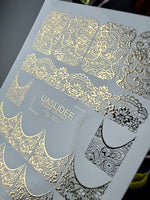 Lace Nail Decals — Gold Foil Full Nail & French Tip Patterns | Fg-320