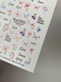 Nail Water Decal 234 Nail WD | Water Slide Nail Decals Colorful Butterflies & Spring Flowers | Nail Water Decals with Inspirational Quotes