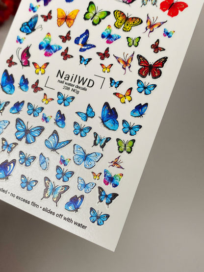 Nail Water Decal 238 Nail WD | Water Slide Nail Decals Butterfly Design | Nail Water Decals with Colorful Wings