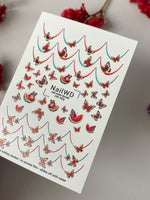 Nail Water Decal 230 Nail WD | Water Slide Nail Decals Watermelon & Butterflies | Nail Water Decals Summer Fruit French Tips