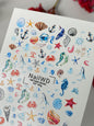 Nail Water Decal 237 Nail WD | Water Slide Nail Decals Ocean Theme | Nail Water Decals with Sea Creatures and Shells