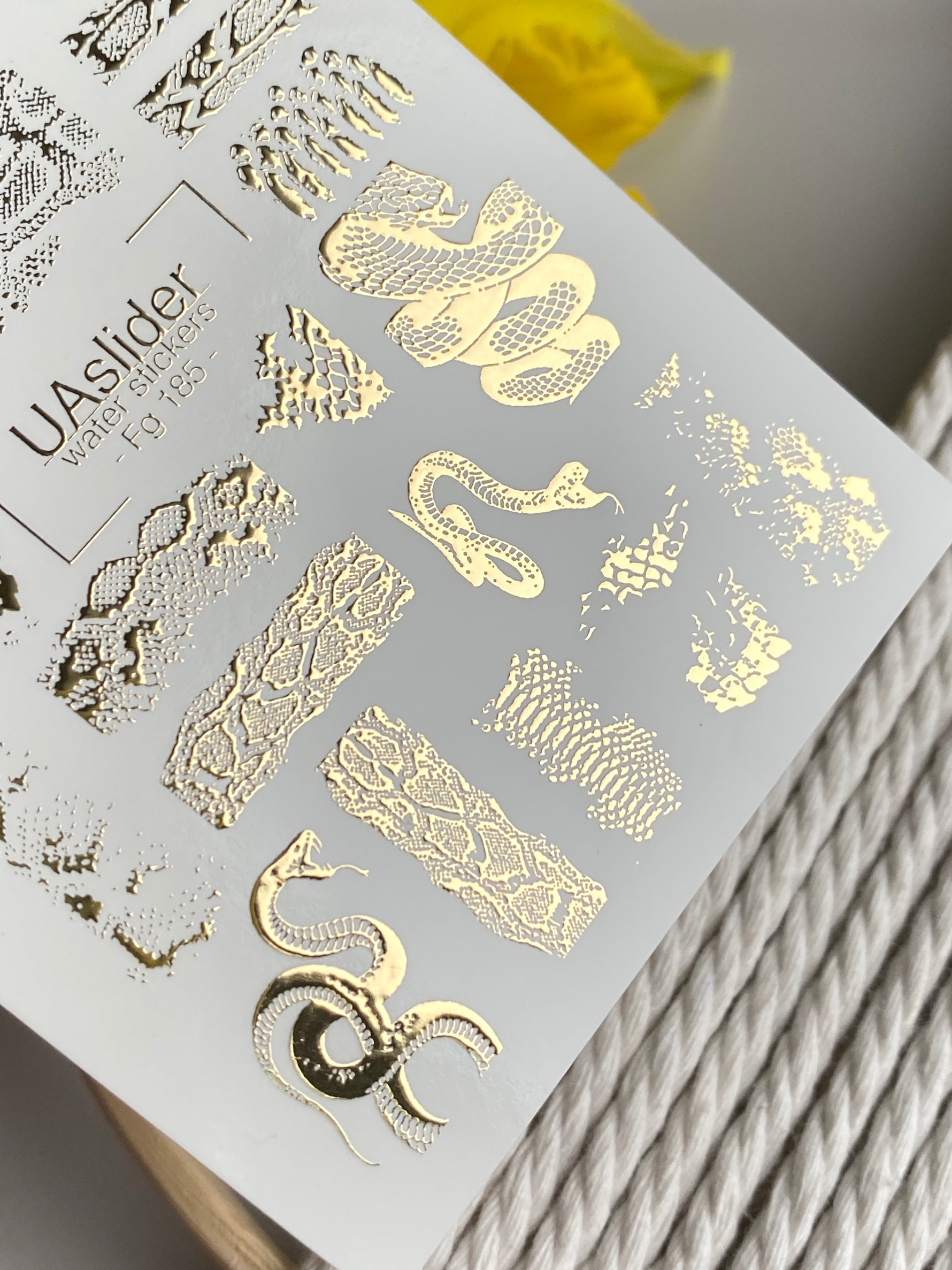 Snake Nail Decals — Gold Foil Reptile Print & Snakes | Fg-185
