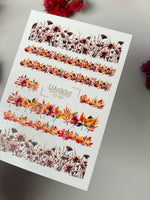 Autumn Nail Decals — Fall Leaf & Wildflower Strip Stickers Gold Foil | CF-667