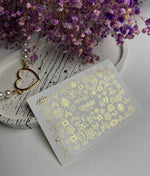 Nail Water Decal Fg-020 | Floral Water Slide Nail Decals with Gold Foil | Lotus & Mandala Flowers - UASLIDER