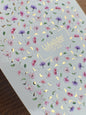 Nail Water Decal CF-453 | Floral Water Slide Nail Decals | Tiny Pink & Purple Flowers with Gold