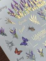 Nail Water Decal CF-190 | Nail Water Decals | Lavender, Bees & Butterflies - UASLIDER