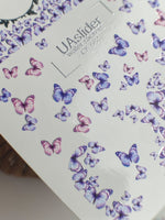 Nail Water Decal CF-561 | Water Slide Nail Decals with Butterflies | Purple and Pink French Nail Art - UASLIDER