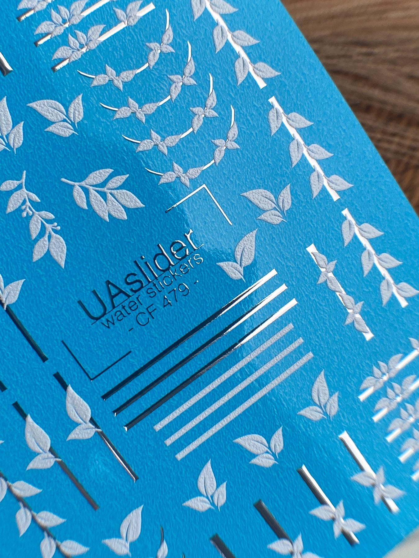 Nail Water Decal CF-479 | Leaf Nail Water Decals | Minimalist Grey Botanical Lines & Branches