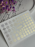Nail Water Decal Fg-021 | Sacred Geometry Water Slide Nail Decals with Gold Foil | Mandalas & Abstract Symbols - UASLIDER
