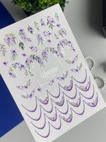 Nail Water Decal CF-566 | French Water Slide Nail Decals with Purple Florals | Botanical Nail Art Designs - UASLIDER
