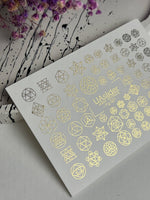 Nail Water Decal Fg-021 | Sacred Geometry Water Slide Nail Decals with Gold Foil | Mandalas & Abstract Symbols - UASLIDER