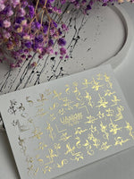 Nail Water Decal Fg-023 | Ornamental Water Slide Nail Decals with Gold Foil | Elegant Swirls & Florals - UASLIDER