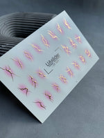 Nail Water Decal CF-247 | Abstract Nail Water Decals | Golden Lines with Pink Aura Effect - UASLIDER