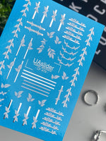 Nail Water Decal CF-479 | Leaf Nail Water Decals | Minimalist Grey Botanical Lines & Branches - UASLIDER