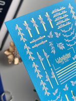 Nail Water Decal CF-472 | Botanical Nail Decals | Minimalist Leaf & Gold Line Stickers - UASLIDER