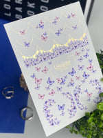 Nail Water Decal CF-560 | Water Slide Nail Decals with Butterflies | Purple and Pink Nail Art - UASLIDER