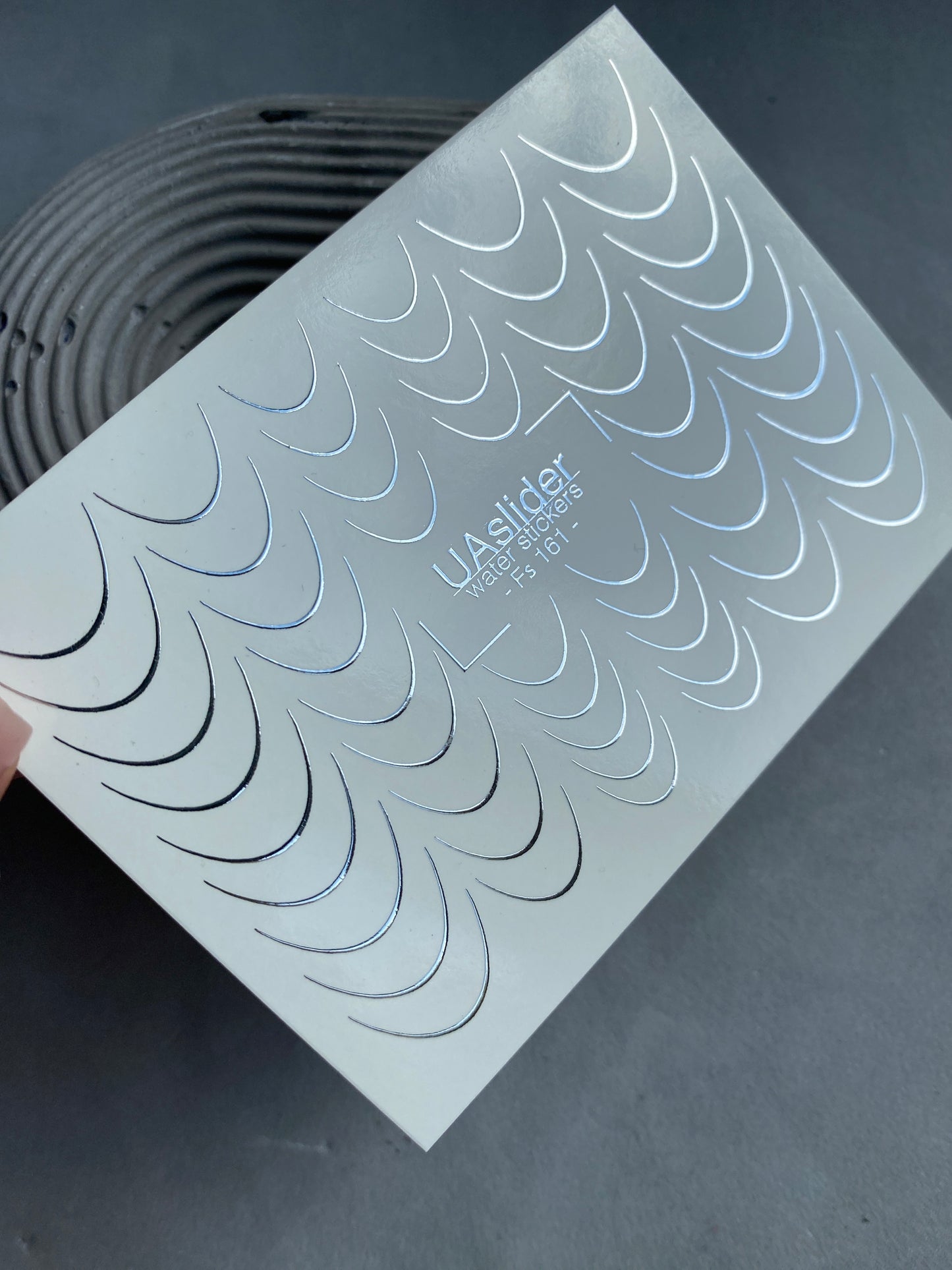 Nail Water Decal Fs-161 | Water Slide Nail Decals French | Silver Curve Lines