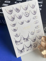 Nail Water Decal CF-474 | Elegant Floral Nail Decals | Grey Lilac Flowers with Gold Details - UASLIDER