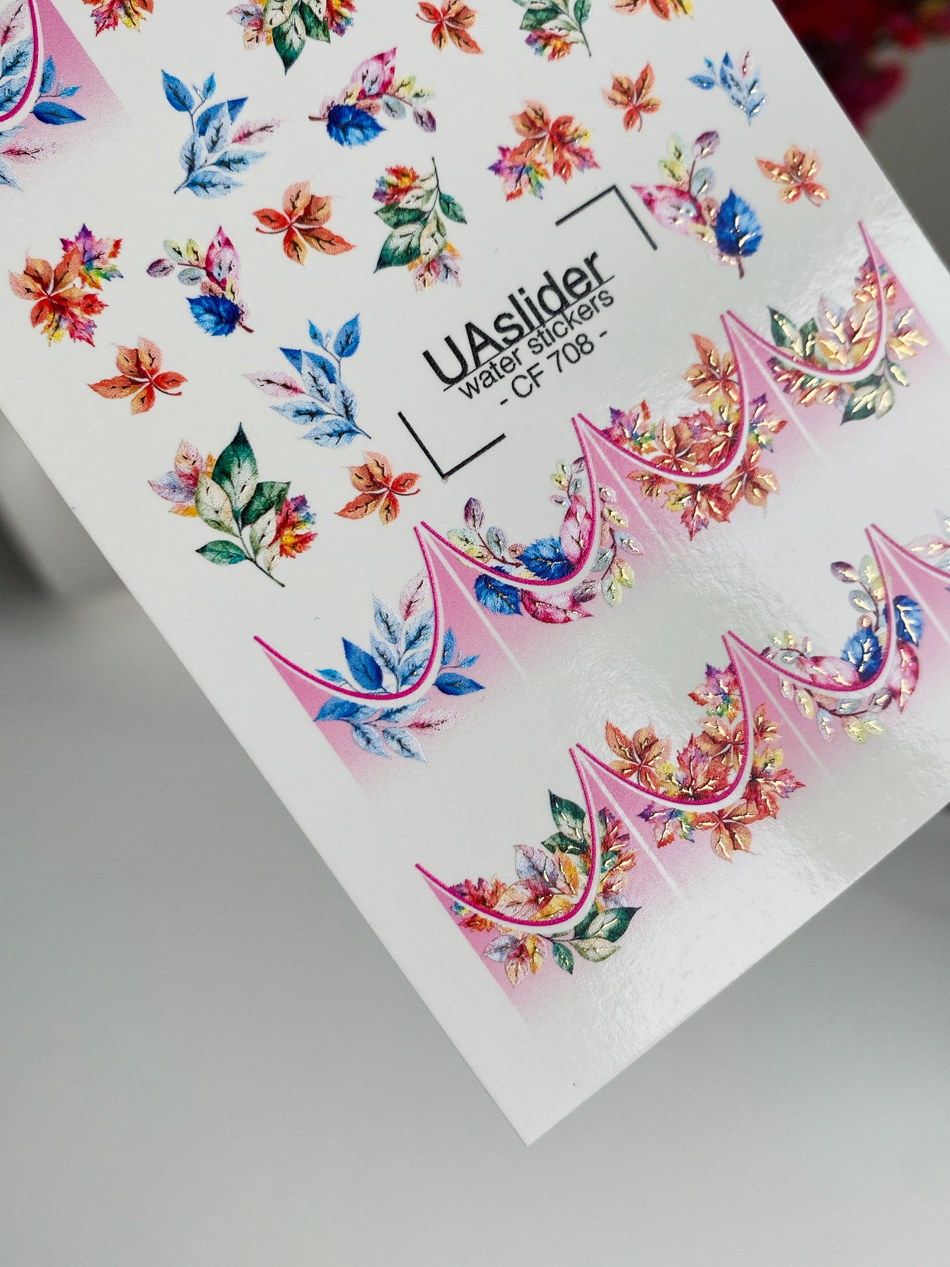 Nail Water Decal CF-708 | Water Slide Nail Decals | French Floral Design in Bright Colors