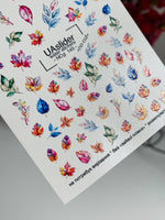 Nail Water Decal NCg-145 | Autumn Water Transfer Nail Decals | Multicolor Leaves Design