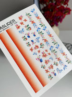 Nail Water Decal CF-709 | Water Slide Nail Decals | Autumn Gradient and Floral Leaves