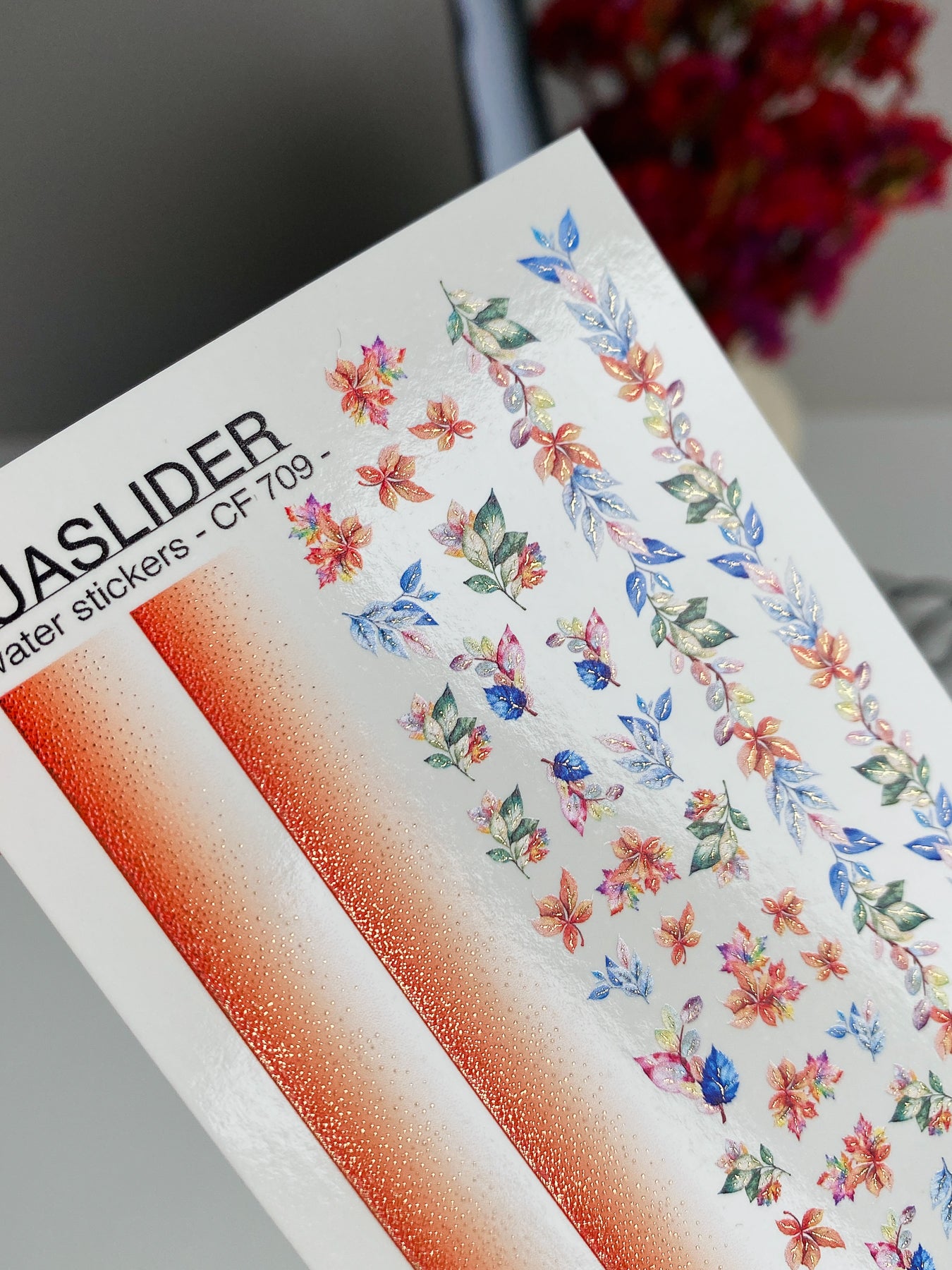 Nail Water Decal CF-709 | Water Slide Nail Decals | Autumn Gradient and Floral Leaves