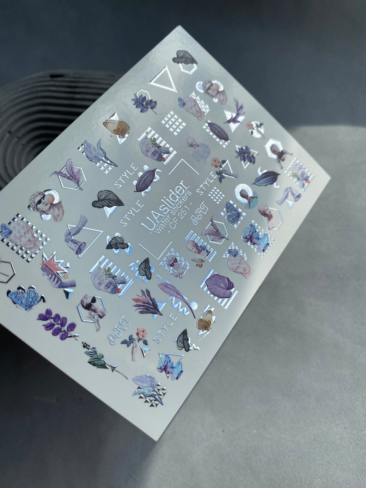 Nail Water Decal CF-251 | Botanical Water Slide Nail Decals | Abstract Geometric Leaves & Flowers