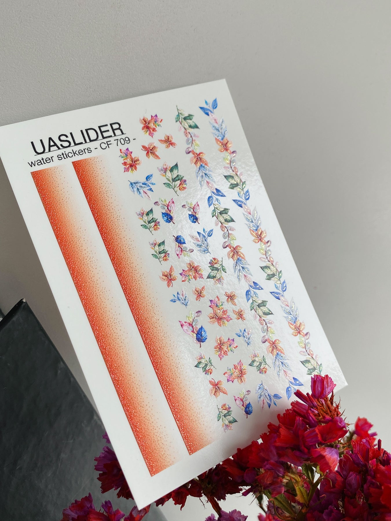 Nail Water Decal CF-709 | Water Slide Nail Decals | Autumn Gradient and Floral Leaves