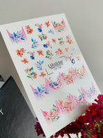 Nail Water Decal CF-708 | Water Slide Nail Decals | French Floral Design in Bright Colors