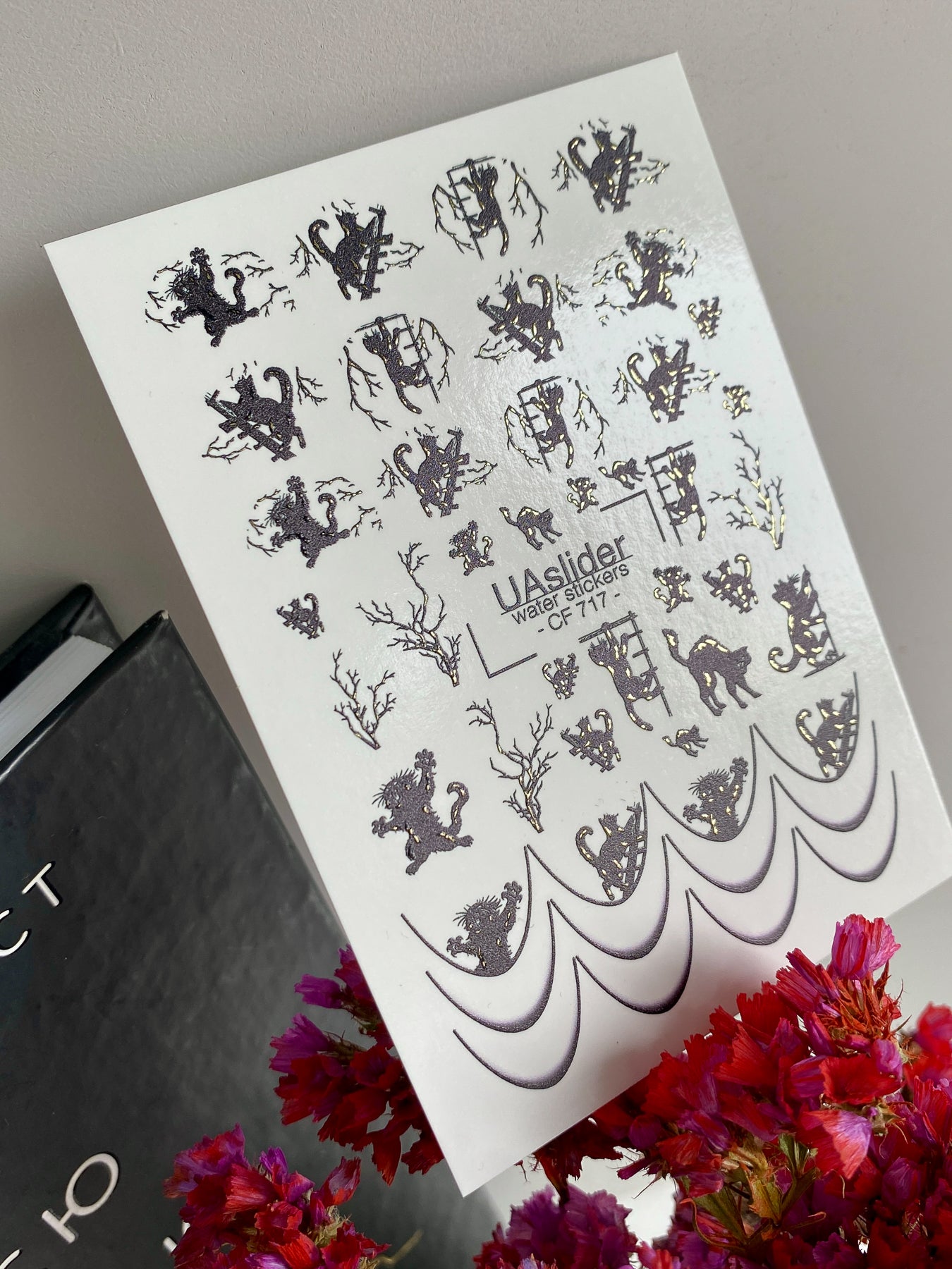 Nail Water Decal CF-717 | Water Slide Nail Decals | Halloween Cats and Spooky Trees