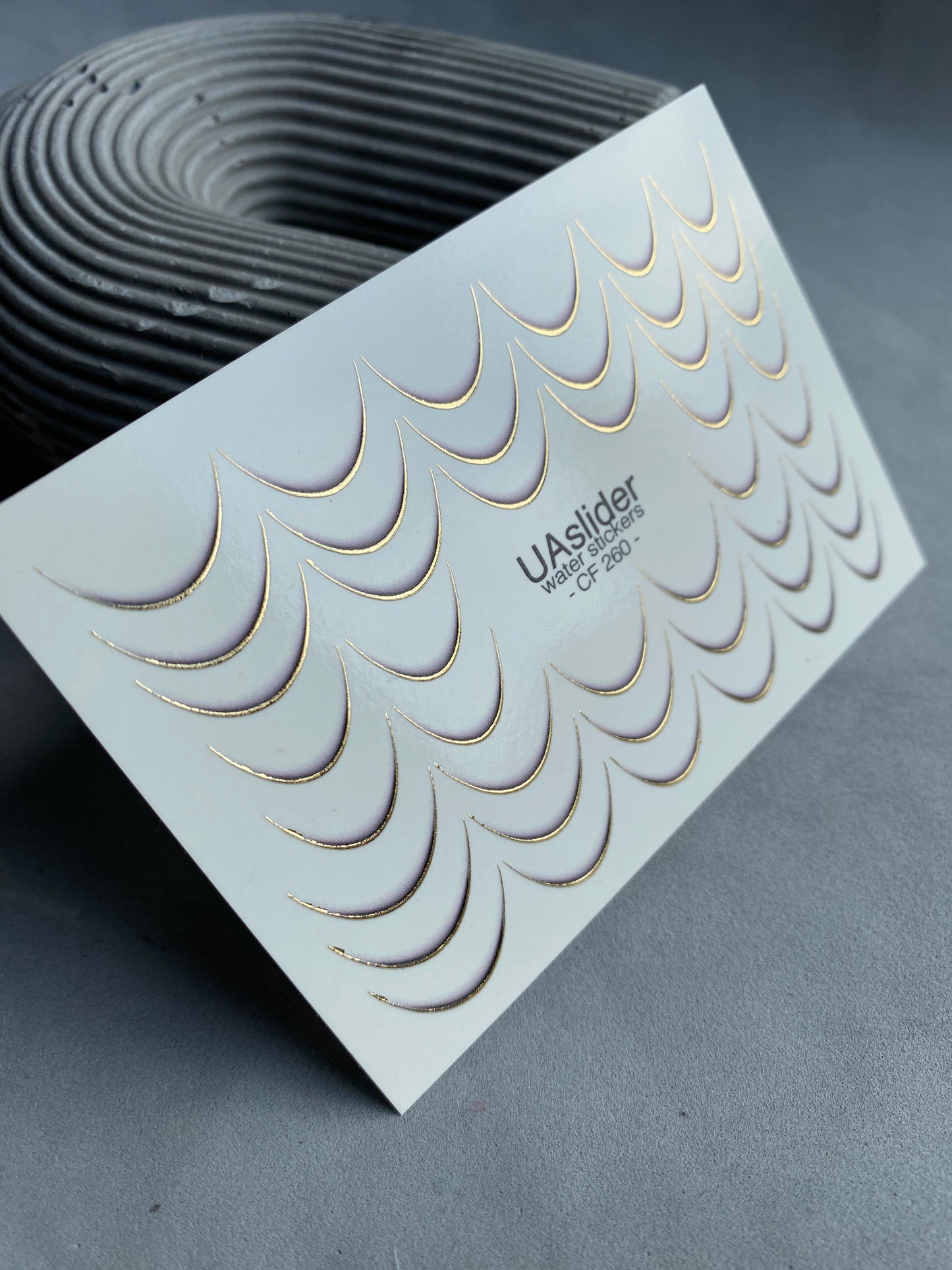 Nail Water Decal CF-260 | French Water Slide Nail Decals | Gold Curved Lines for French Tips