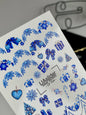 Nail Water Decal CF-704 | Christmas Water Slide Nail Decals | Blue Snowflakes and Holiday Gifts