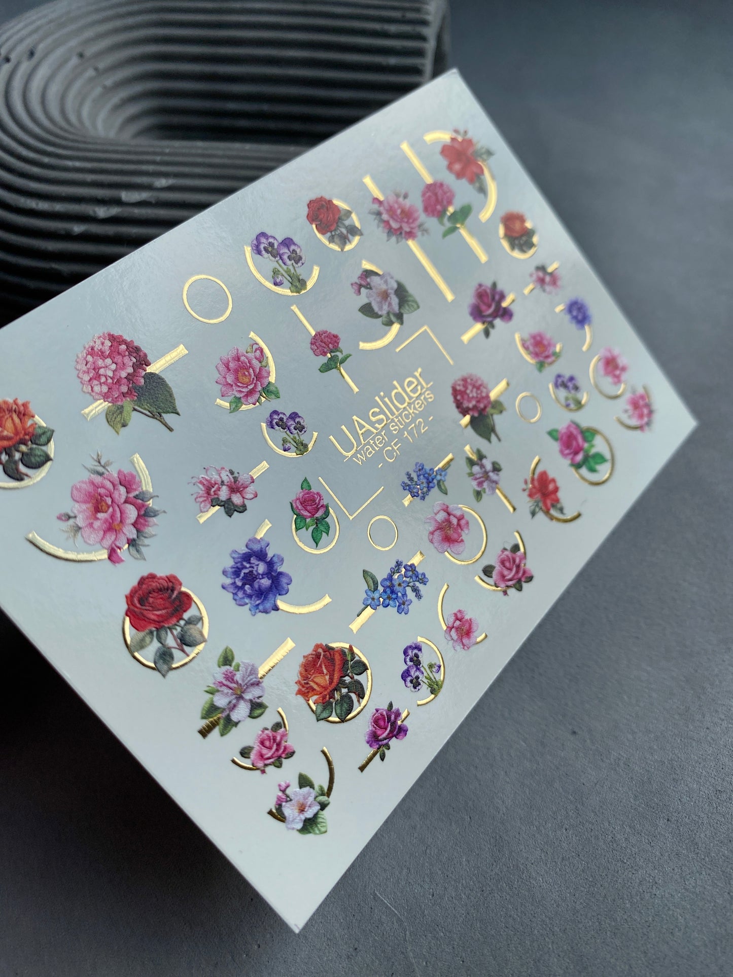 Nail Water Decal CF-172 | Elegant Floral Nail Water Decals | Roses, Peonies & Geometric Accents