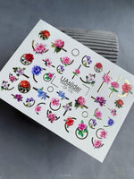 Nail Water Decal CF-172 | Elegant Floral Nail Water Decals | Roses, Peonies & Geometric Accents - UASLIDER